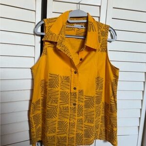 Sig Zane Yellow Sleeveless Button-Up Top size Large